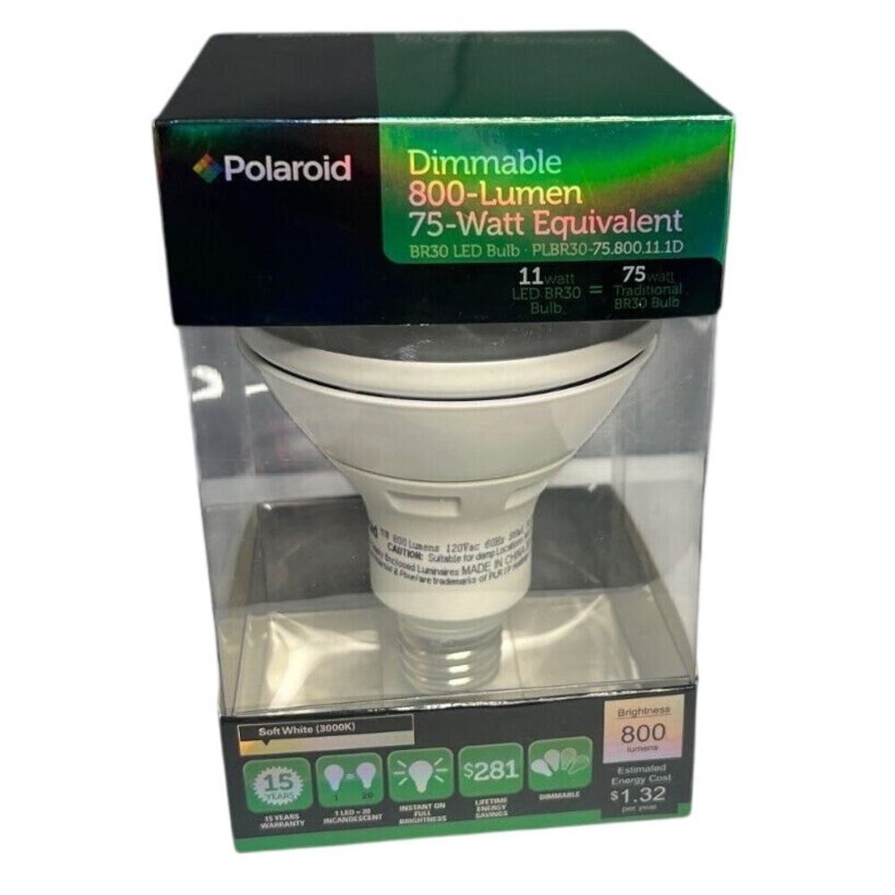 POLAROID Lighting BR30 Led Bulb Dimmable 800 Lumen 75 Watt Equivalent NIB!